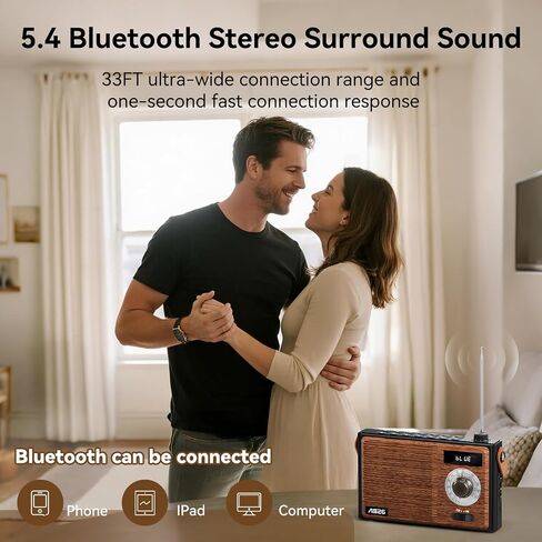 AM FM Radio Portable Retro Bluetooth Speaker Support USB/TF/AUX Player in Kuwait