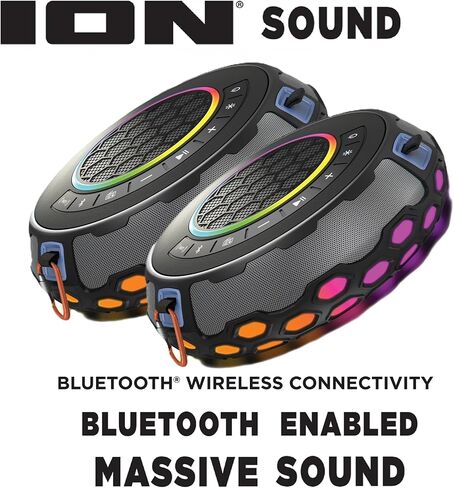 ION Audio HydroGroove Floating Party Speaker Pair with Lights, Waterproof and Powerful Sound (Renewed) in Kuwait