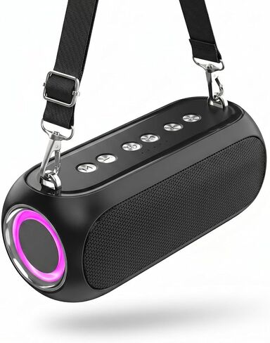 Portable Bluetooth Speaker with TWS & RGB Light, Bluetooth 5.3/TF/AUX/USB Playback, Long Battery Life Fast Charging, Adjustable Strap for Outdoor Camping Beach Bike in Kuwait