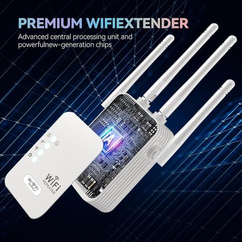 WiFi Extender, WiFi Repeater,Internet Booster, Long Range WiFi Extenders Signal Booster for Home, WiFi Repeater with Ethernet Port Covers Up to 9800 Sq.ft,Quick Setup-Pearl White in Kuwait