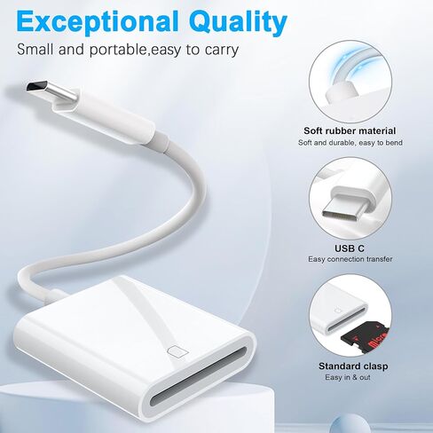 USB C SD Card Reader for iPhone,USB-C Memroy Card Reader USB C to SD Card Adapter Trail Game Camera Viewer for 15/iPad/MacBook Air/Pro iMac Android Galaxy S22/S23 (White) in Kuwait