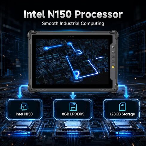 M10N Rugged Tablet, 10.1" Windows 11 Pro Industrial Tablet, 1000 Nits Sunlight Readable Display, Intel N150, 8GB+128GB, 4G LTE, Wi-Fi 6, GPS/NFC, IP65 Heavy-Duty Outdoor PC for Field Work in Kuwait