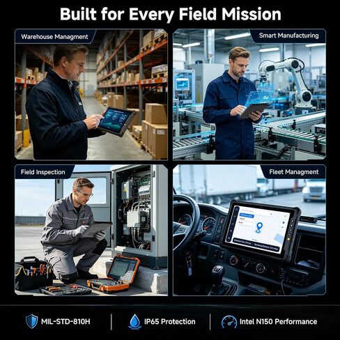 M10N Rugged Tablet, 10.1" Windows 11 Pro Industrial Tablet, 1000 Nits Sunlight Readable Display, Intel N150, 8GB+128GB, 4G LTE, Wi-Fi 6, GPS/NFC, IP65 Heavy-Duty Outdoor PC for Field Work in Kuwait