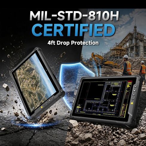 M10N Rugged Tablet with HW N4680 Barcode Scanner, 10.1" Windows 11 Pro Industrial Tablet, 1000 Nits Sunlight Readable, Intel N150, 8+128GB, 4G LTE, WiFi 6, IP65 Heavy-Duty PC for Warehouse in Kuwait