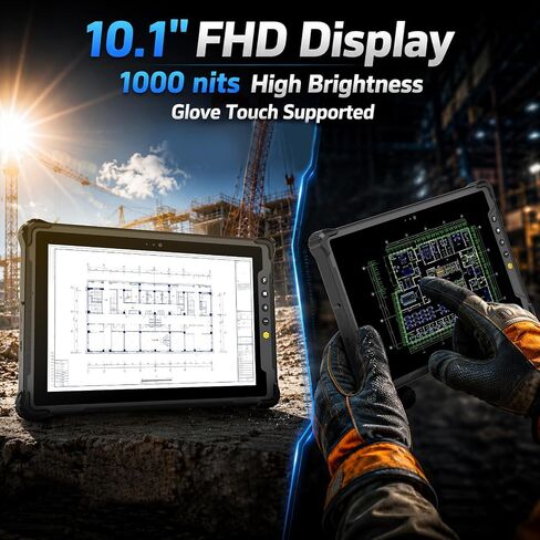 M10N Rugged Tablet with HW N4680 Barcode Scanner, 10.1" Windows 11 Pro Industrial Tablet, 1000 Nits Sunlight Readable, Intel N150, 8+128GB, 4G LTE, WiFi 6, IP65 Heavy-Duty PC for Warehouse in Kuwait