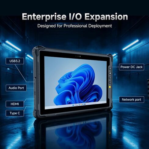 M10N Rugged Tablet with HW N4680 Barcode Scanner, 10.1" Windows 11 Pro Industrial Tablet, 1000 Nits Sunlight Readable, Intel N150, 8+128GB, 4G LTE, WiFi 6, IP65 Heavy-Duty PC for Warehouse in Kuwait