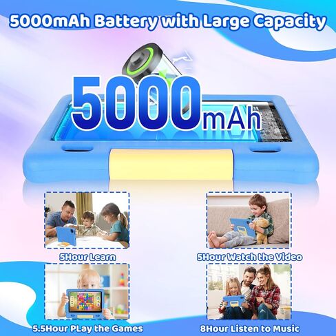 Gleeso Kids Tablet 10 Inch, Android 15 Tablet for Kids, 20GB RAM 128GB ROM 1TB Expand, 5000mAh Battery, Tablet for Toddler Children with case, Parental Control & UKIDOZ, BT5.4, Dual Camera, Gift-Blue in Kuwait