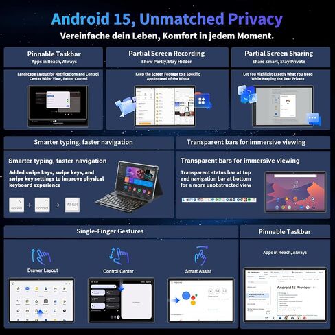 10 Inch Tablet, 2026 Android 15 Tablet with Keyboard, 26GB+256GB+2TB Expand in Kuwait