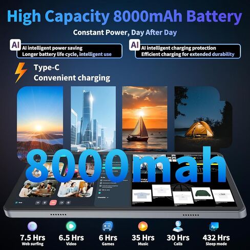 10 Inch Tablet, 2026 Android 15 Tablet with Keyboard, 26GB+256GB+2TB Expand in Kuwait