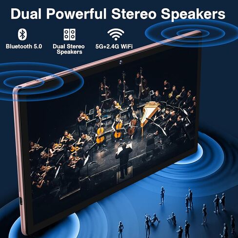 Oangcc Tablet Android 13 Tablets 10 Inch 14GB RAM 128GB ROM 2TB Expand with Keyboard, Mouse, Case, 8000mAh Battery, Octa-Core, GPS, 5G/2.4G Wi-Fi, BT5.0, IPS HD Display (Gold) in Kuwait