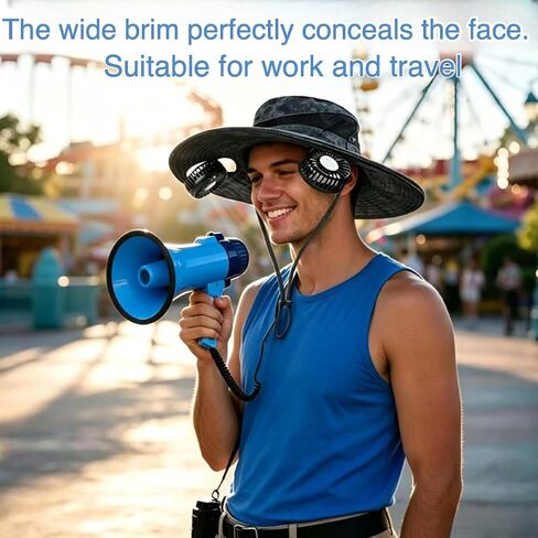 2-in-1 Detachable Fan Fisherman's Hat (Black), Gifts for Him Father Dad Husband, Fishing Essentials for Men Women Camping Hiking Beach Gardening in Kuwait