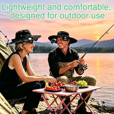2-in-1 Detachable Fan Fisherman's Hat (Black), Gifts for Him Father Dad Husband, Fishing Essentials for Men Women Camping Hiking Beach Gardening in Kuwait
