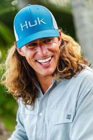 HUK Trucker Hat, Anti-Glare Snapback Fishing Hat for Men, Deep Water, One Size in Kuwait