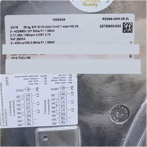 RD28S-4DW.4R.2L 400/690V 1.35kW 2.7/1.55A 1290rpm Fan in Kuwait