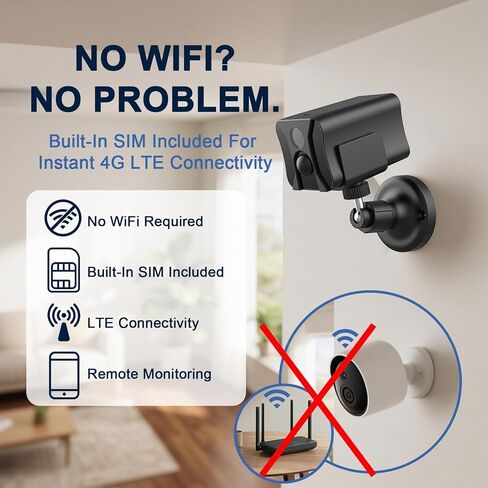 No WiFi Security Camera Indoor with 4G LTE Cellular SIM Card, 2K Live View in Kuwait
