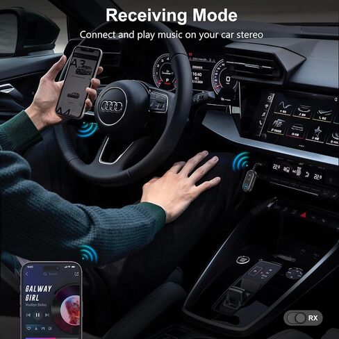Upgraded Bluetooth 5.3 Transmitter Receiver 2 in 1, Bluetooth Adapter for Airplane, Low Latency, Hands-Free, 3.5mm Aux Audio Adapter for Travel Flight Car Home Stereo Theater in Saudi Arabia