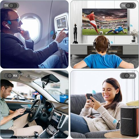 Upgraded Bluetooth 5.3 Transmitter Receiver 2 in 1, Bluetooth Adapter for Airplane, Low Latency, Hands-Free, 3.5mm Aux Audio Adapter for Travel Flight Car Home Stereo Theater in Saudi Arabia