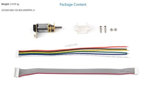 N20 DC Gear Motor, Magnetic Hall Encoder, All-Metal Gearbox, High Precision Reduction Motor, with L-Shaped 6PIN Connector @XYGStudy (DCGM-N20-12V-EN-200RPM) in Kuwait