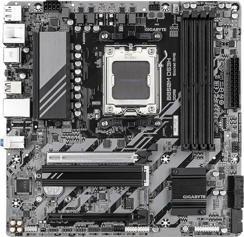 Gigabyte B850M DS3H Motherboard - AMD Ryzen 9000 Series CPUs, 16+2+2 Phases Digital VRM, up to 8200MHz DDR5 (OC), 1xPCIe 5.0 + 1xPCIe 4.0 M.2, 2.5 LAN, USB 3.2 Gen 2 in Kuwait