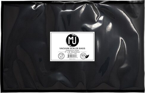 MJ Commercial-Grade Vacuum Sealer Bags for Food Storage, Sous Vide | 50 Pack (11" x 24" 5 Mil, Black and Clear) in Kuwait