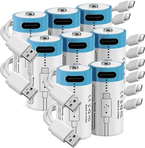 8 Pack 123A Battery with 4 Type C in 1 USB Port Charging Cable in Saudi Arabia