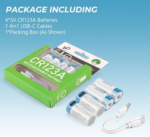 8 Pack 123A Battery with 4 Type C in 1 USB Port Charging Cable in Saudi Arabia