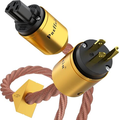 Preffair 5N OCC Copper AC Power Cables Audiophile Power Cords 15AWG/4 x 1.5mm2 Wires with Gold Plated US 3 Prong to C15 Connectors for Subwoofer, Turntable, AMP, DAC (2M/6.6FT, X461P102G) in Kuwait