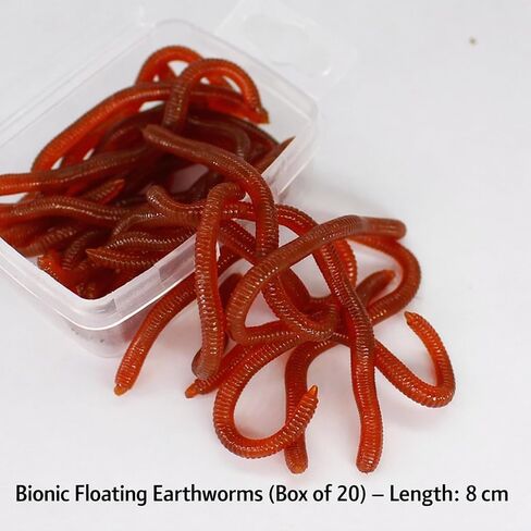 FishBait Soft Plastic Fishing Worms 20pcs/Pack, Lifelike Artificial Bait for Freshwater & Saltwater, Red Color, Reusable Fishing Lures for Bass, Trout, Crappie, 3.1" with Storage Box in Kuwait