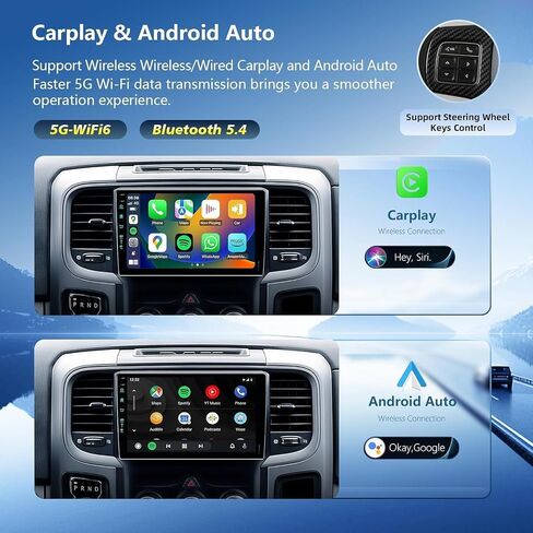 11th WiFi6(1201Mbps)(4Ram+64Rom) Upgrade Car Radio Stereo Bluetooth5.4 Navigation for Dodge Ram 2013-2019 1500 2500 3500,Carplay Android Auto Mirroring Airplay SWC 1080P in Saudi Arabia