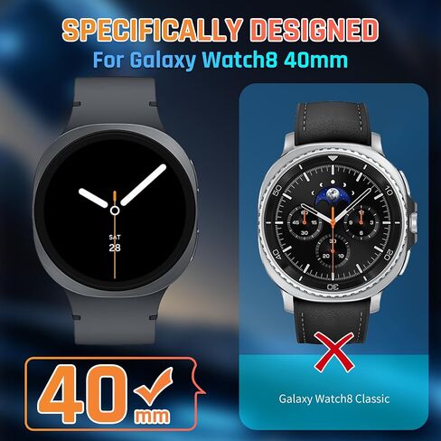 3 Pack Case for Samsung Galaxy Watch 8 40mm,Hard PC Case + Tempered Glass Screen Protector Cover for Samsung Galaxy Watch 8 40mm[ Touch Sensitive ],[Scratch Resistant],[Accurate Fit] in Saudi Arabia
