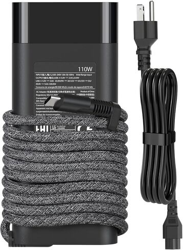 110W USB-C Laptop Charger Compatible with HP ZBook Firefly 16 G9 G10 EliteBook 865 G9 860 G10 Dragonfly Pro Chromebook14 Ceramic White HP Elite Dragonfly G3 Series G3 Notebook PC AC Adapter in Kuwait