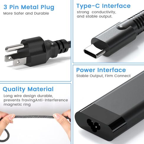 110W USB-C Laptop Charger Compatible with HP ZBook Firefly 16 G9 G10 EliteBook 865 G9 860 G10 Dragonfly Pro Chromebook14 Ceramic White HP Elite Dragonfly G3 Series G3 Notebook PC AC Adapter in Kuwait