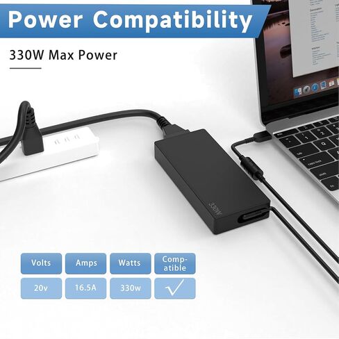 330W Slim Charger Compatible with Lenovo Legion 9 9i Pro 7 7i Pro 5 5i Gen 8 9 16IRX9H 16IRX8H 16ARX8H 16IRX9 16IRX8 Gaming AC Adapter, RTX 4090 4080 4070 Power Supply in Kuwait