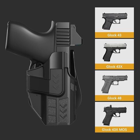 OWB Belt Carry Holder for Glock 43 43X 48 MOS, Optic Compatible Design, 60° Adjustable Angle Right Handed Accessory in Kuwait