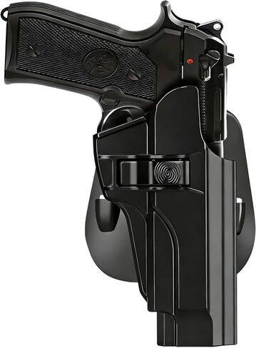 Right Hand OWB Holster for Beretta 92 92FS M9 M9_22, Paddle Outside Waistband Holster with Release Button, 0-60° Adjustable Cant, Durable Polymer Duty Holster in Kuwait