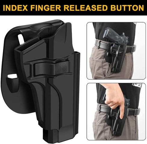 Right Hand OWB Holster for Beretta 92 92FS M9 M9_22, Paddle Outside Waistband Holster with Release Button, 0-60° Adjustable Cant, Durable Polymer Duty Holster in Kuwait