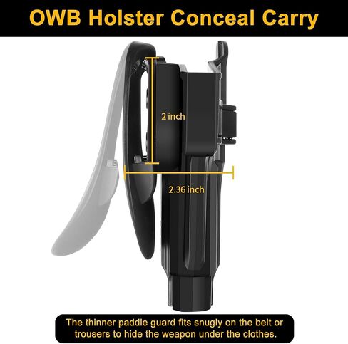 Right Hand OWB Holster for Beretta 92 92FS M9 M9_22, Paddle Outside Waistband Holster with Release Button, 0-60° Adjustable Cant, Durable Polymer Duty Holster in Kuwait