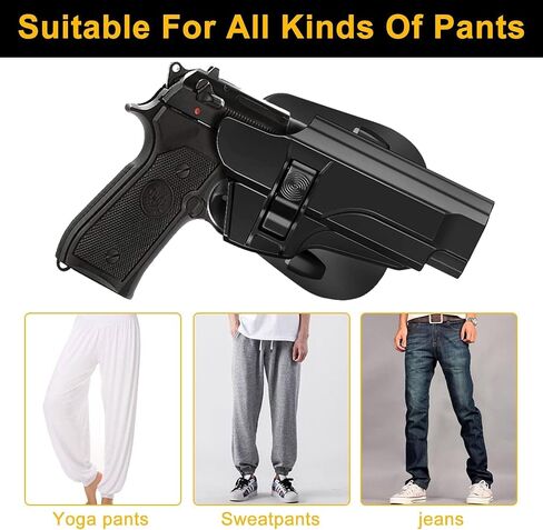 Right Hand OWB Holster for Beretta 92 92FS M9 M9_22, Paddle Outside Waistband Holster with Release Button, 0-60° Adjustable Cant, Durable Polymer Duty Holster in Kuwait