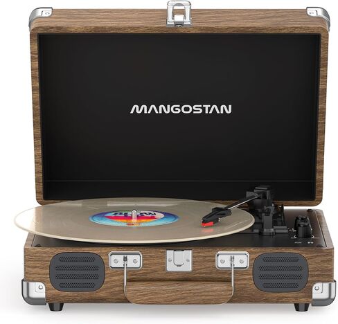 Vintage Bluetooth Record Player, 3-Speed Belt Drive, Wood Grain in Kuwait