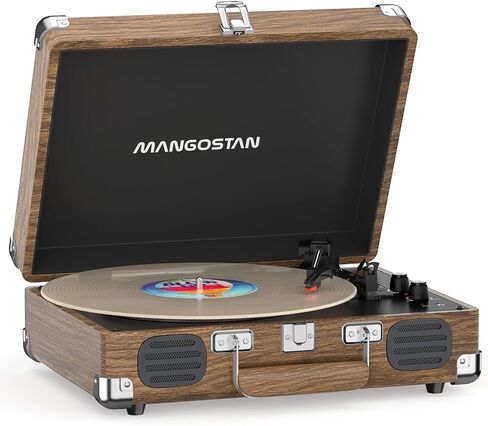 Vintage Bluetooth Record Player, 3-Speed Belt Drive, Wood Grain in Kuwait