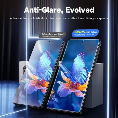 WSKEN Matte Screen Protector for Samsung Galaxy S26 Ultra - [Anti-Glare & Anti-Fingerprint][Smooth as Silk][0.02s Fingerprint Unlock] 9H+ Tempered Glass With Auto Fit Box Zero Bubble,2 Pack in Kuwait