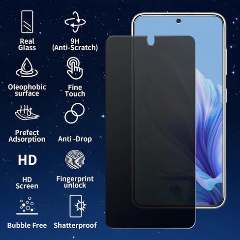 3+2 Pack Privacy Screen Protector And Camera Lens Protection for Galaxy S23 Plus 5G, Anti-Spy 9H Hardness Support Fingerprint Unlock Tempered Glass Screen Protector for Samsung Galaxy S23 Plus in Kuwait