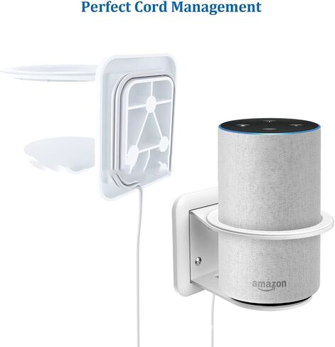 For Alexa Echo / Echo Plus 2 / Google Home Wall Mount ABS Stand, Smart Home Speaker Accessory Rack, 3 in 1 Stand, Save Space for Kitchen, Bathroom and Bedroom (White) ST11 in Kuwait