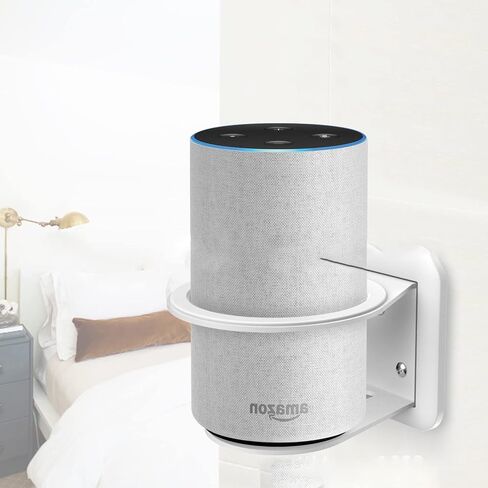 For Alexa Echo / Echo Plus 2 / Google Home Wall Mount ABS Stand, Smart Home Speaker Accessory Rack, 3 in 1 Stand, Save Space for Kitchen, Bathroom and Bedroom (White) ST11 in Kuwait
