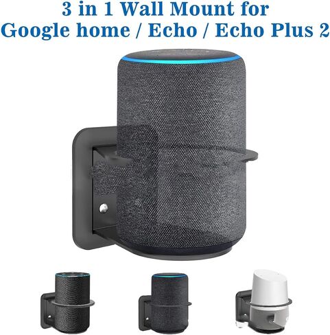 For Alexa Echo / Echo Plus 2 / Google Home Wall Mount ABS Stand, Smart Home Speaker Accessory Rack, 3 in 1 Stand, Save Space for Kitchen, Bathroom and Bedroom (White) ST11 in Kuwait