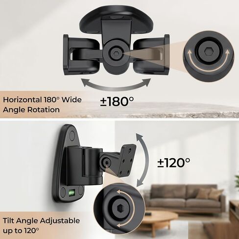 Speaker Wall Mount for Klipsch R-41M, RP-500M/RP-502S II, RP-500SA, RP-500SA II Speakers, for Threaded & Keyhole Klipsch Speakers, 120° Tilt & 180° Swivel, Holds up to 30 lbs, 2 Pack in Kuwait