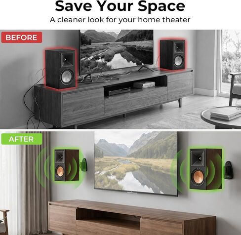 Speaker Wall Mount for Klipsch R-41M, RP-500M/RP-502S II, RP-500SA, RP-500SA II Speakers, for Threaded & Keyhole Klipsch Speakers, 120° Tilt & 180° Swivel, Holds up to 30 lbs, 2 Pack in Kuwait