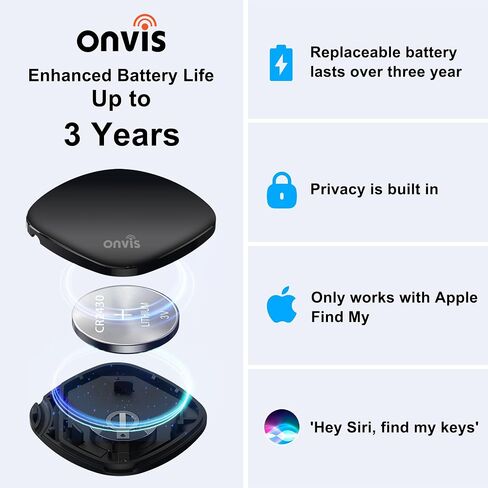 Onvis Item Finders Tracker Work with Apple Find My APP (iOS Only, Not for Android), Smart Bluetooth Locator for Keys, Luggage Suitcases, Bags Wallets, Backpack, IP67 Waterproof (4 Pack) in Kuwait