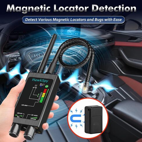 M8000 Hidden Camera Detectors, Bug Detector & Magnetic Tracker Detector – Privacy Protection for Travel, Business, Hotels & Meetings – Auto Detection, Portable Spy Camera Finder(Black) in Kuwait