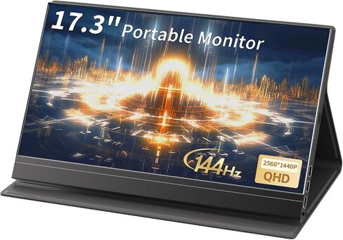 17.3’’ 144hz 2.5k Portable Gaming Monitor 2560*1440 HDR IPS USB-C MINI HDMI VESA Magnetic Case,Portable Monitor for Laptop PC,Mac,Phone,Switch,PS5,Xbox in Kuwait